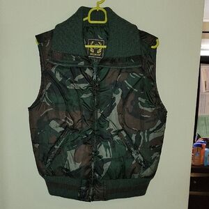 Dollhouse Green & Brown Camo Quilted Vest